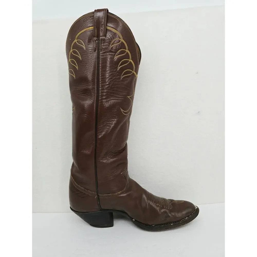 Vintage Justin Men's Knee High Western Cowboy Boots Brown 11